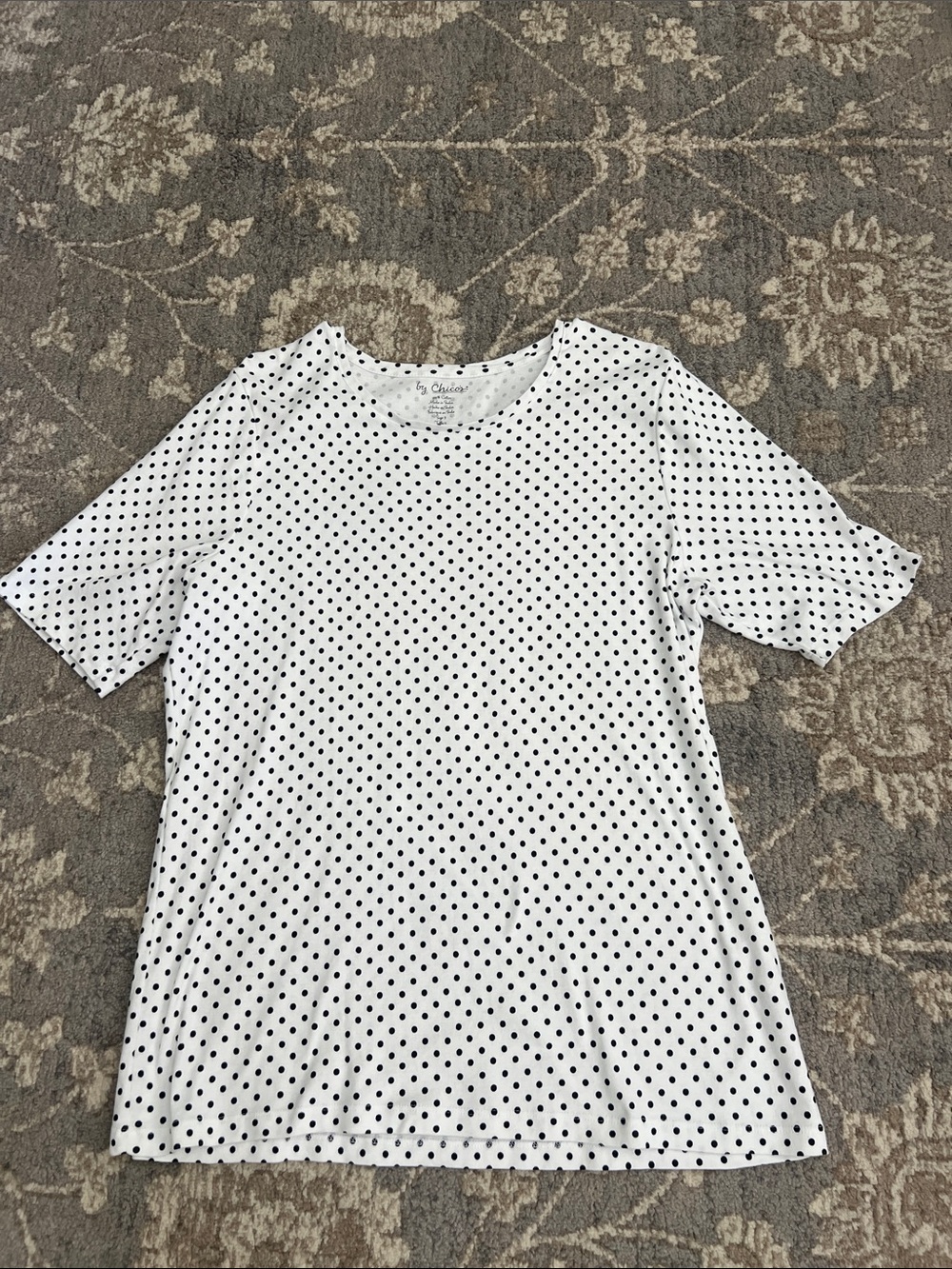 Chico's White Tee with Black Polka Dots